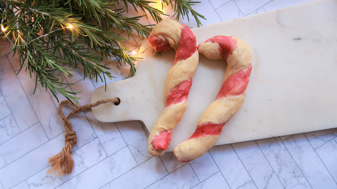 Candy cane dog treat